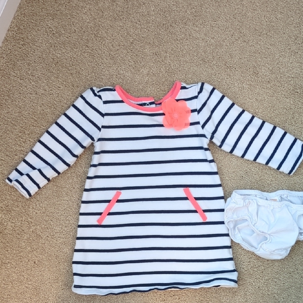 Gymboree Navy and Pink Striped Baby Dress